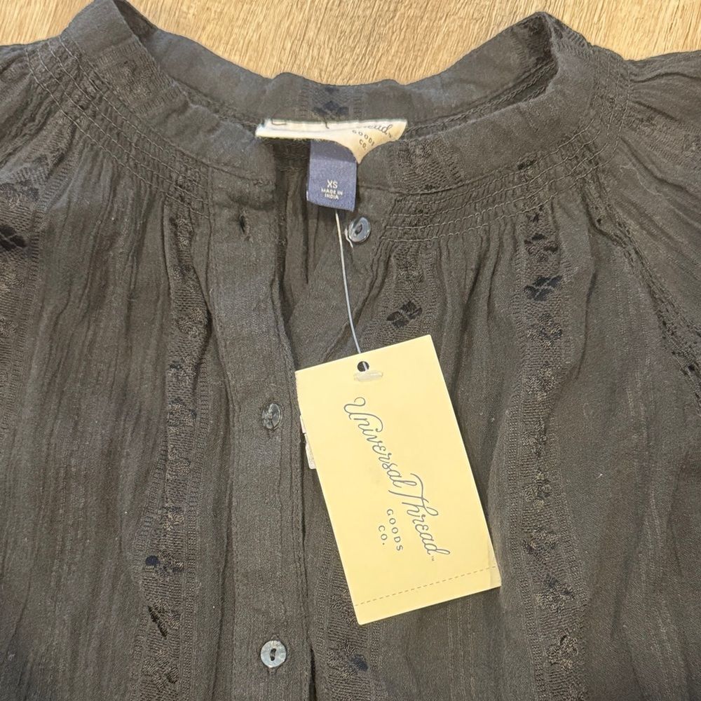 Black Button-Up Women's Top Universal Thread - Picture 5 of 5